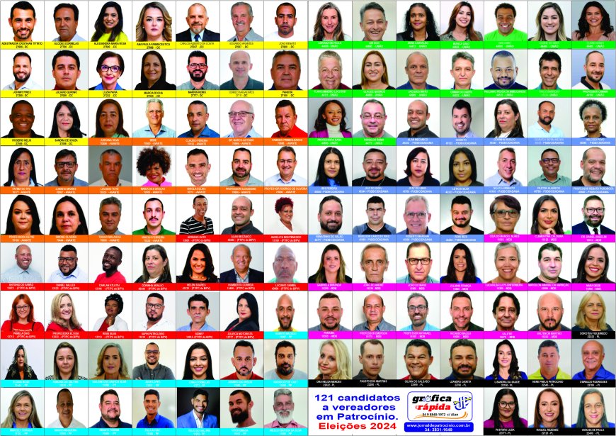 121 canditados a vereadores em 8 coligações