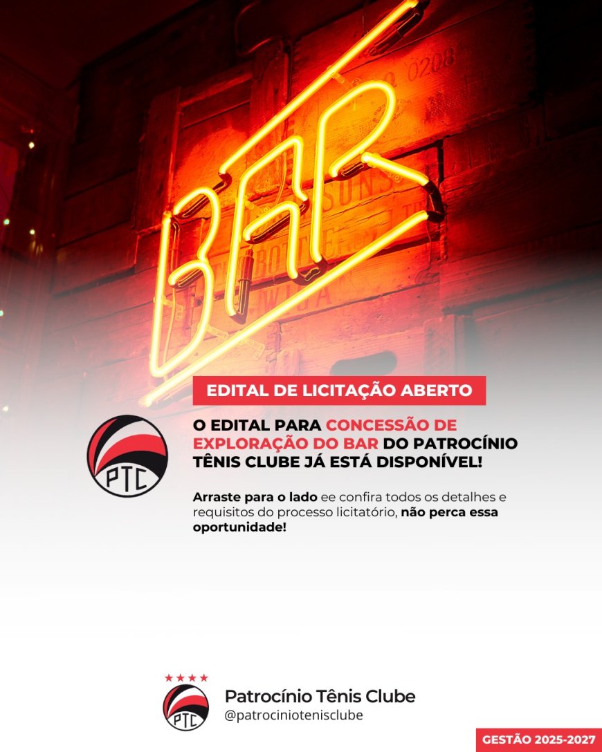 PTC abre edital de concessão de bar no clube