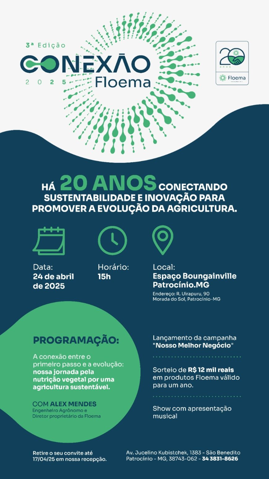 Terceira edição do Conexão Floema celebra 20 anos de soluções em inovação e sustentabilidade na agricultura