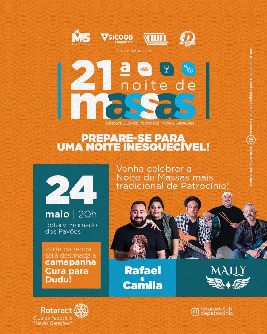 TRADICIONAL NOITE DE MASSAS DO ROTARACT NOVAS GERAÇÕES VEM AÍ