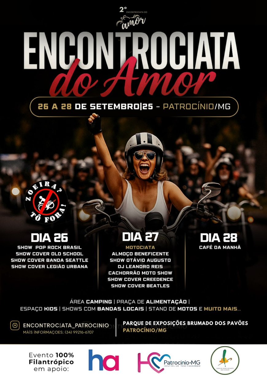 PATROCÍNIO SE PREPARA PARA O 2º ENCONTROCIATA DO AMOR: UM ESPETÁCULO DE SOLIDARIEDADE SOBRE DUAS RODAS