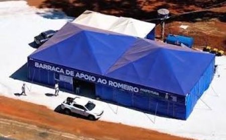 INICIADA MONTAGEM DAS BARRACAS DE APOIO AOS ROMEIROS E ESTRUTURA É AMPLIADA